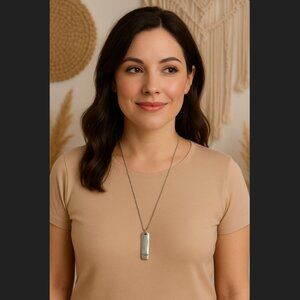 J. Jill HOPE Bar Necklace Silver Tone Long Minimalist Stamped Signed USA NWT